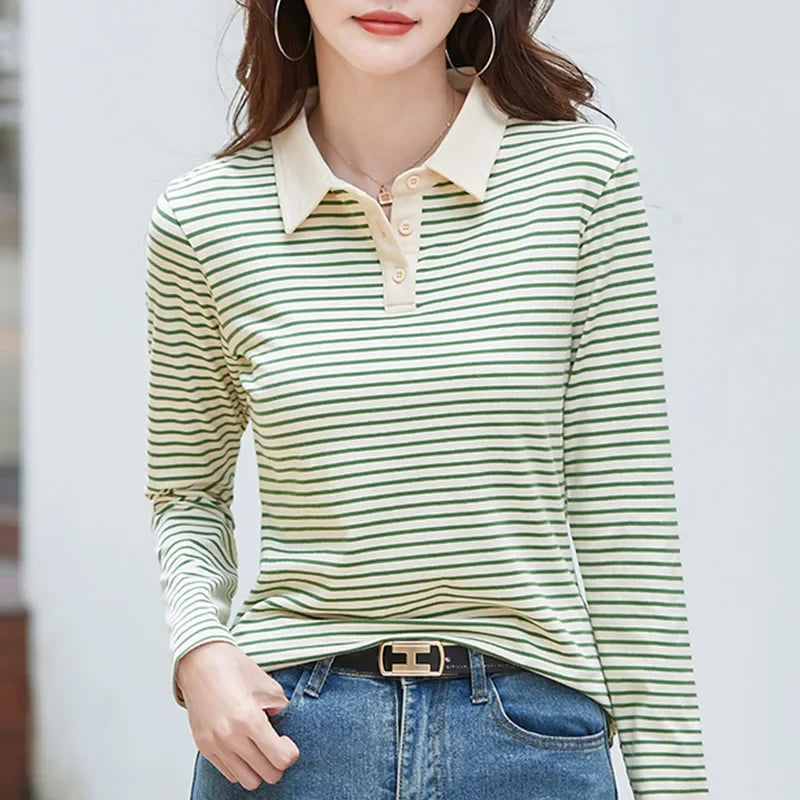 Heidi-Mode | Langarm-Poloshirt Damen Aus Baumwolle