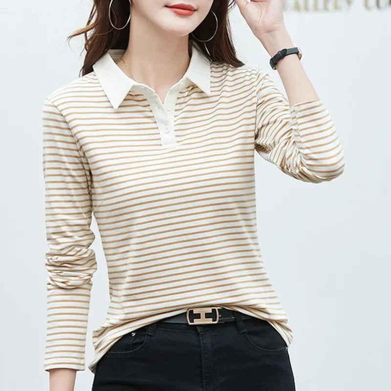Heidi-Mode | Langarm-Poloshirt Damen Aus Baumwolle