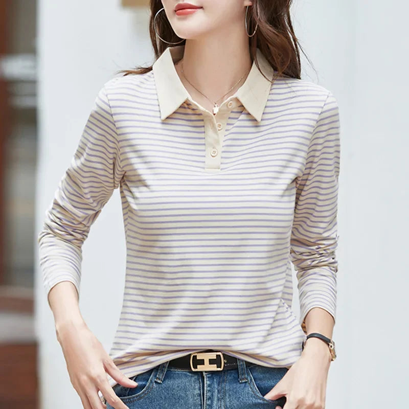 Heidi-Mode | Langarm-Poloshirt Damen Aus Baumwolle