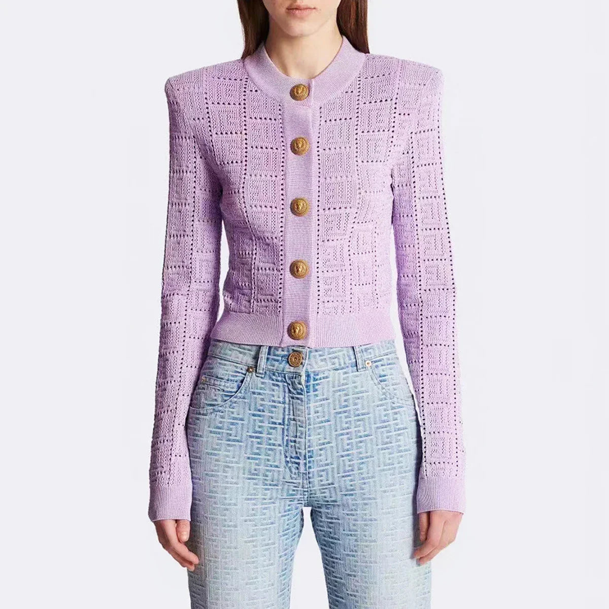Heidi-Mode | Strickjacke Damen mit Rundhalsausschnitt