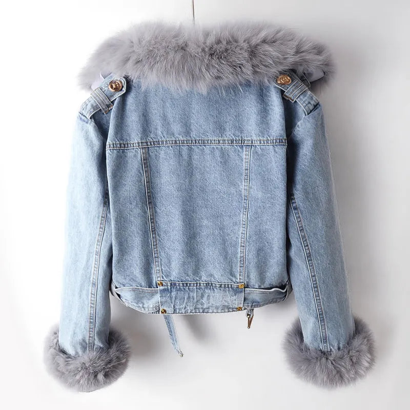 Heidi-Mode | Denim und Kunstfell Eleganz Jacke