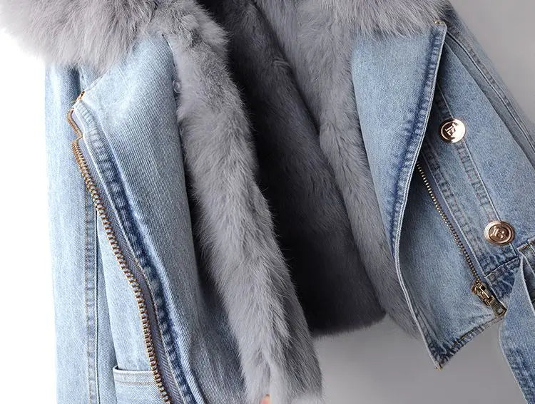 Heidi-Mode | Denim und Kunstfell Eleganz Jacke