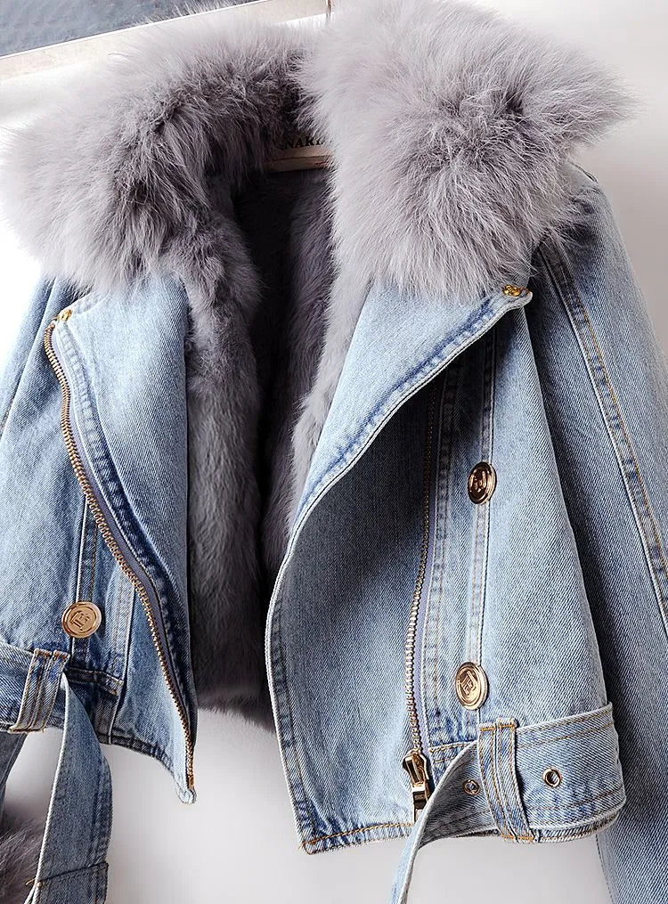 Heidi-Mode | Denim und Kunstfell Eleganz Jacke