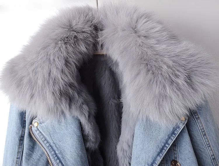 Heidi-Mode | Denim und Kunstfell Eleganz Jacke