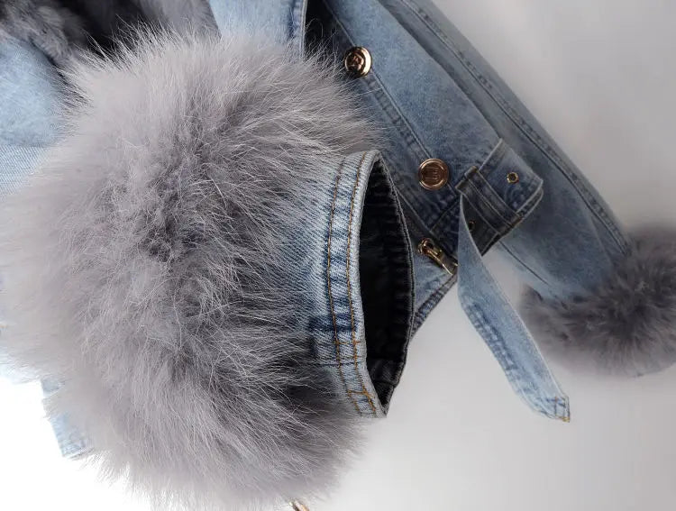 Heidi-Mode | Denim und Kunstfell Eleganz Jacke
